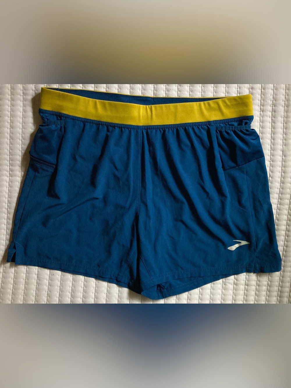Brooks Sherpa Running Shorts Men’s Large 5” Blue Gym Athletic Lined Pockets Yoga